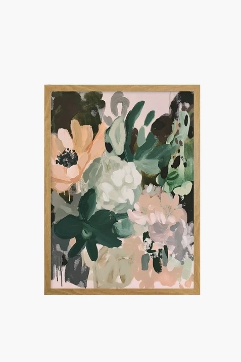 Framed Abstract Flowers Canvas, 30x40cm