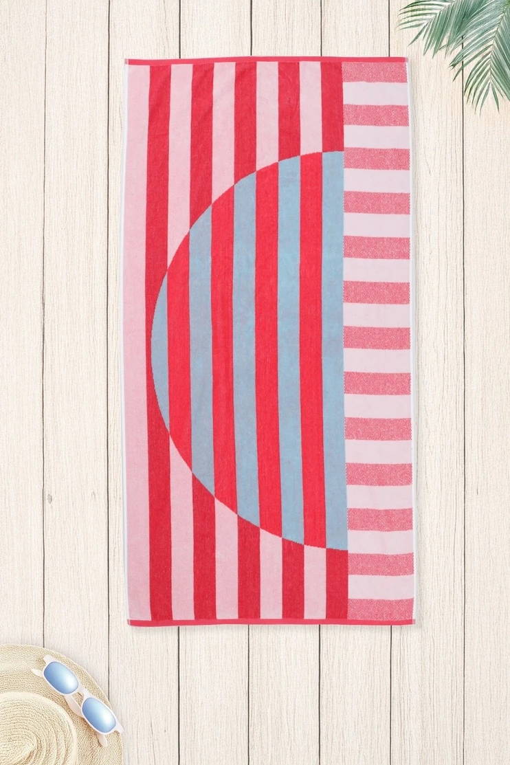 Cotton Jacquard Half Moon Beach Towel, 70x140cm