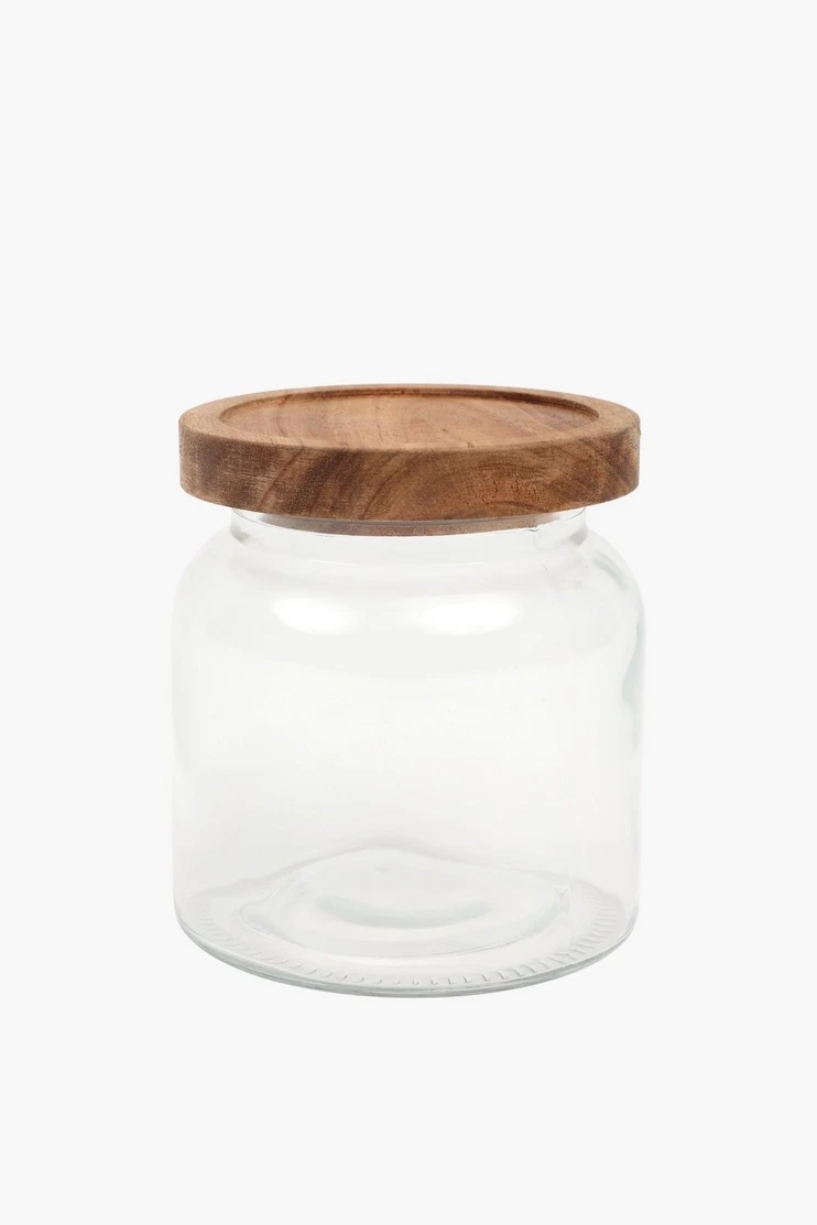 Wood And Glass Jar, Medium