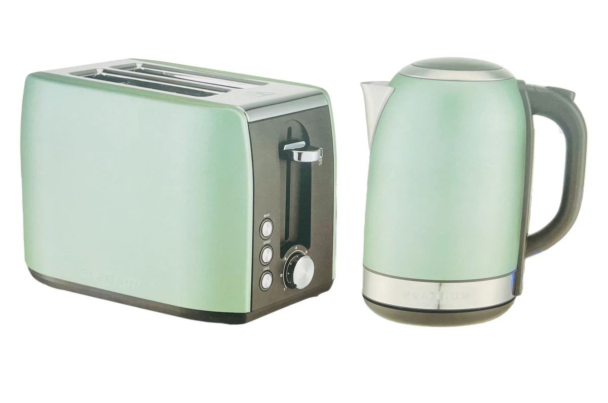 Platinum Dark Sage Green Kettle & Toaster Breakfast Pack
