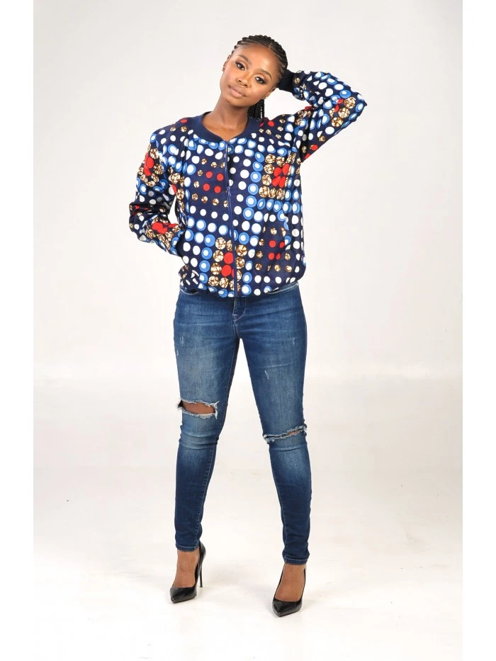 Disco Dots Afriprint Bomber Jacket