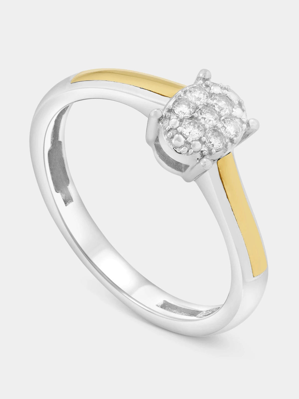 9ct Yellow Gold & Sterling Silver Lab Grown Diamond Oval Cluster Ring (N)