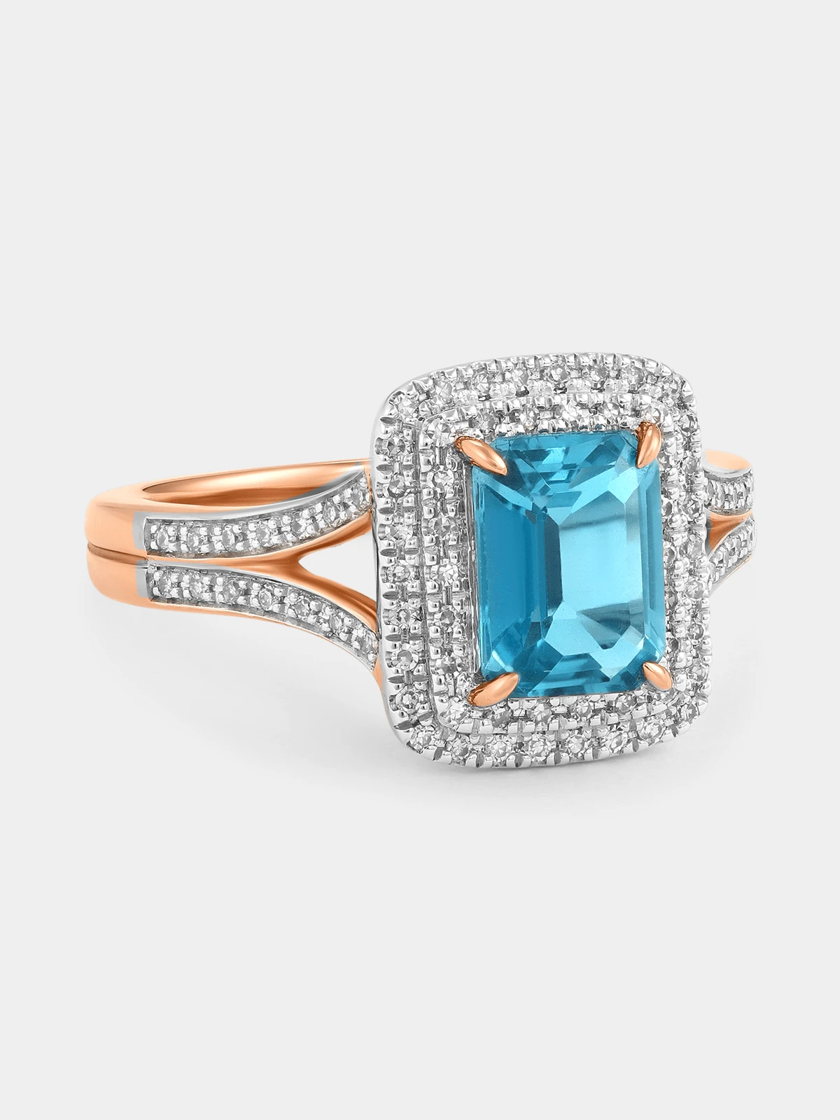 9ct Rose Gold Aspen Lake Diamond and Topaz Ring