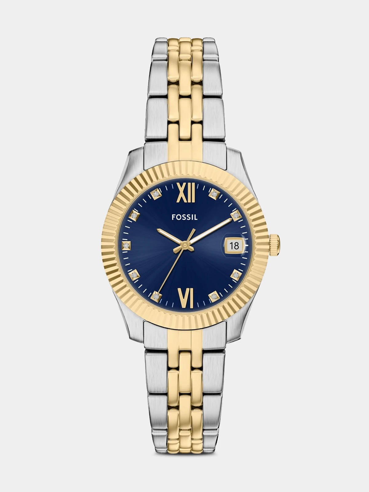 Fossil Scarlette Blue Dial Two-Tone Stainless Steel Bracelet Watch