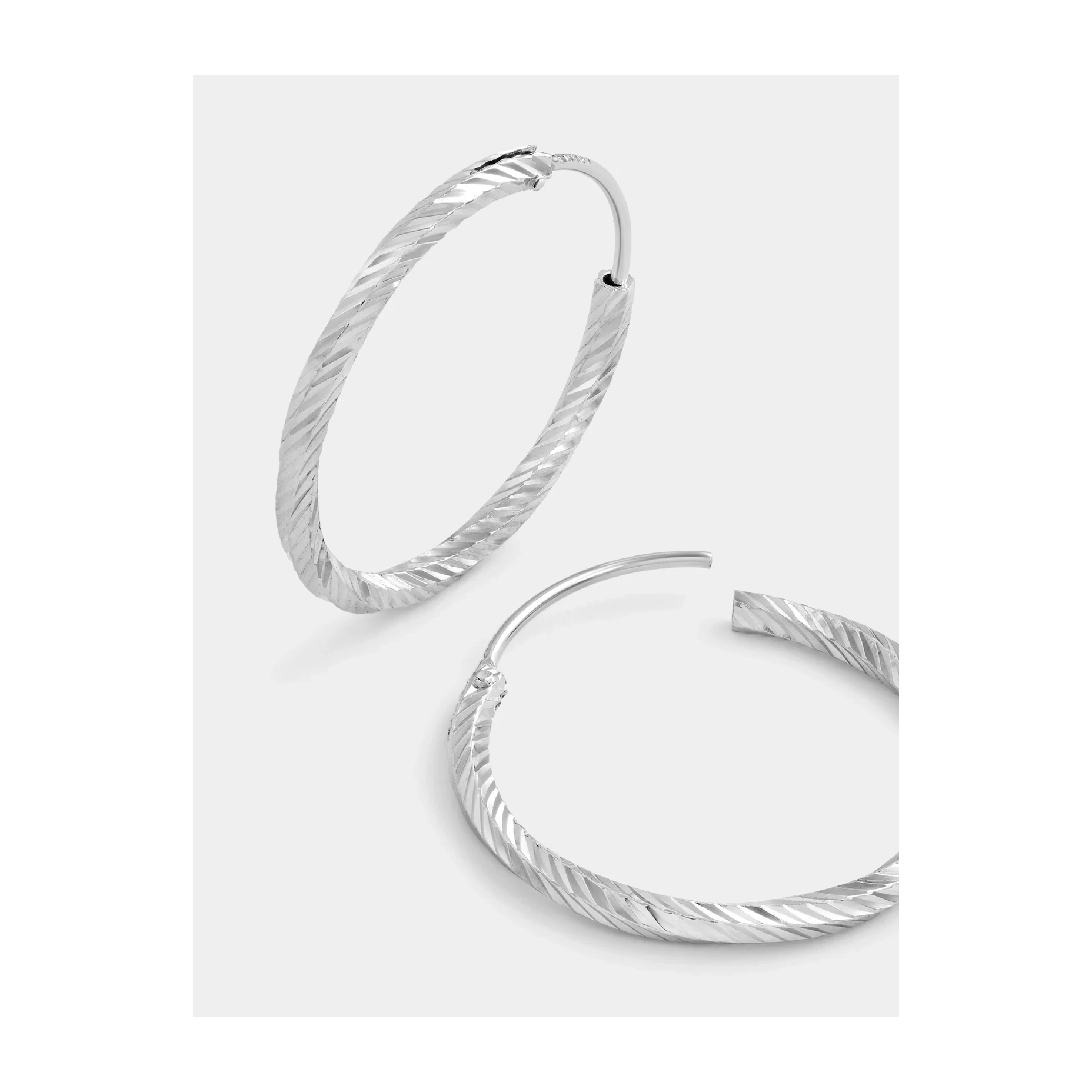 Sterling Silver Twisted Texture Hoop Earrings