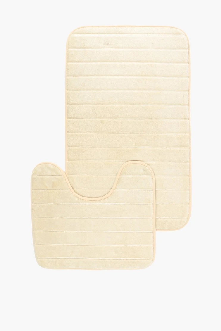 2 Piece Embossed Memory Foam Bath Mat Set