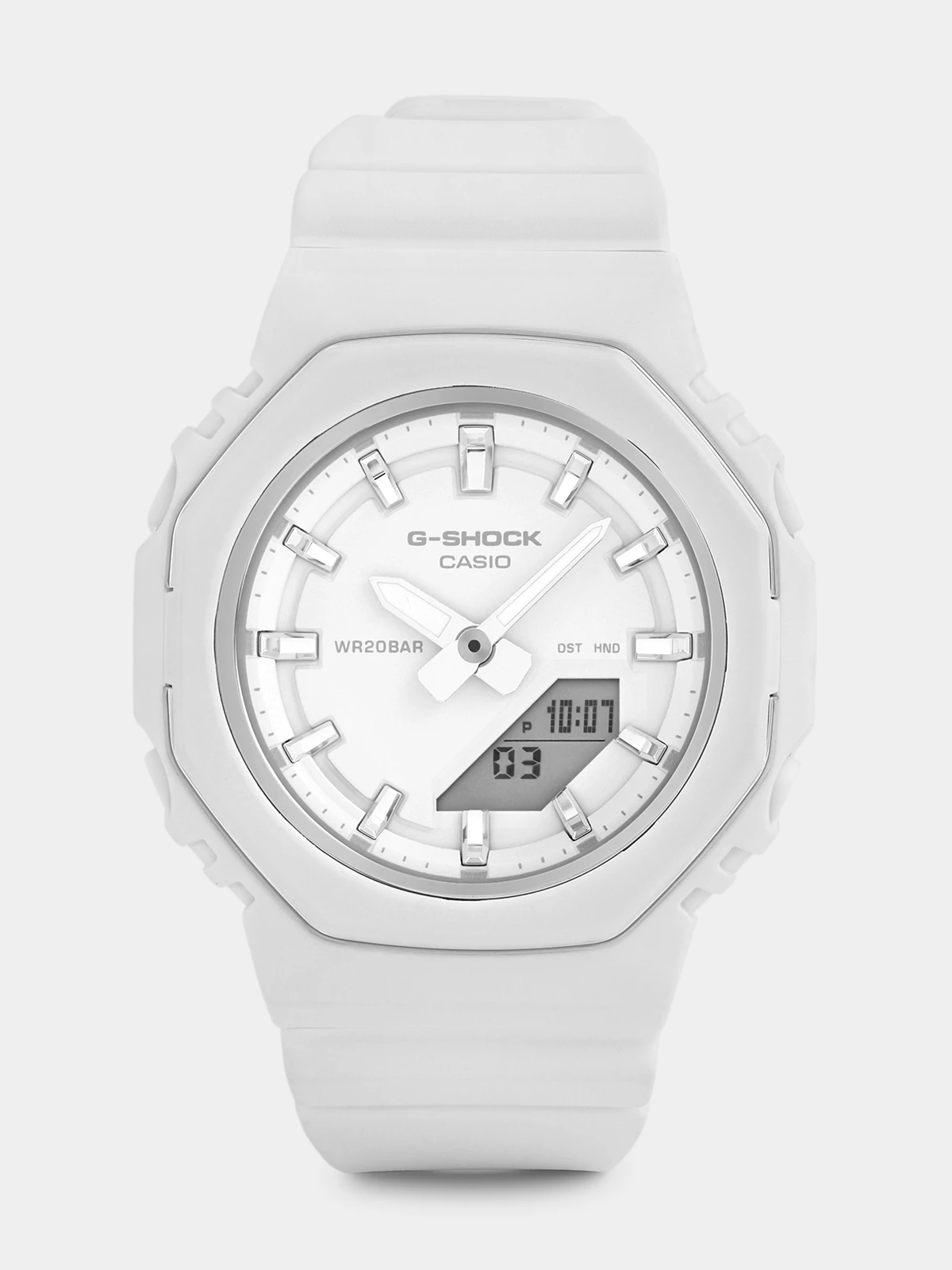 Casio G-Shock White Resin Octagonal Anadigi Watch