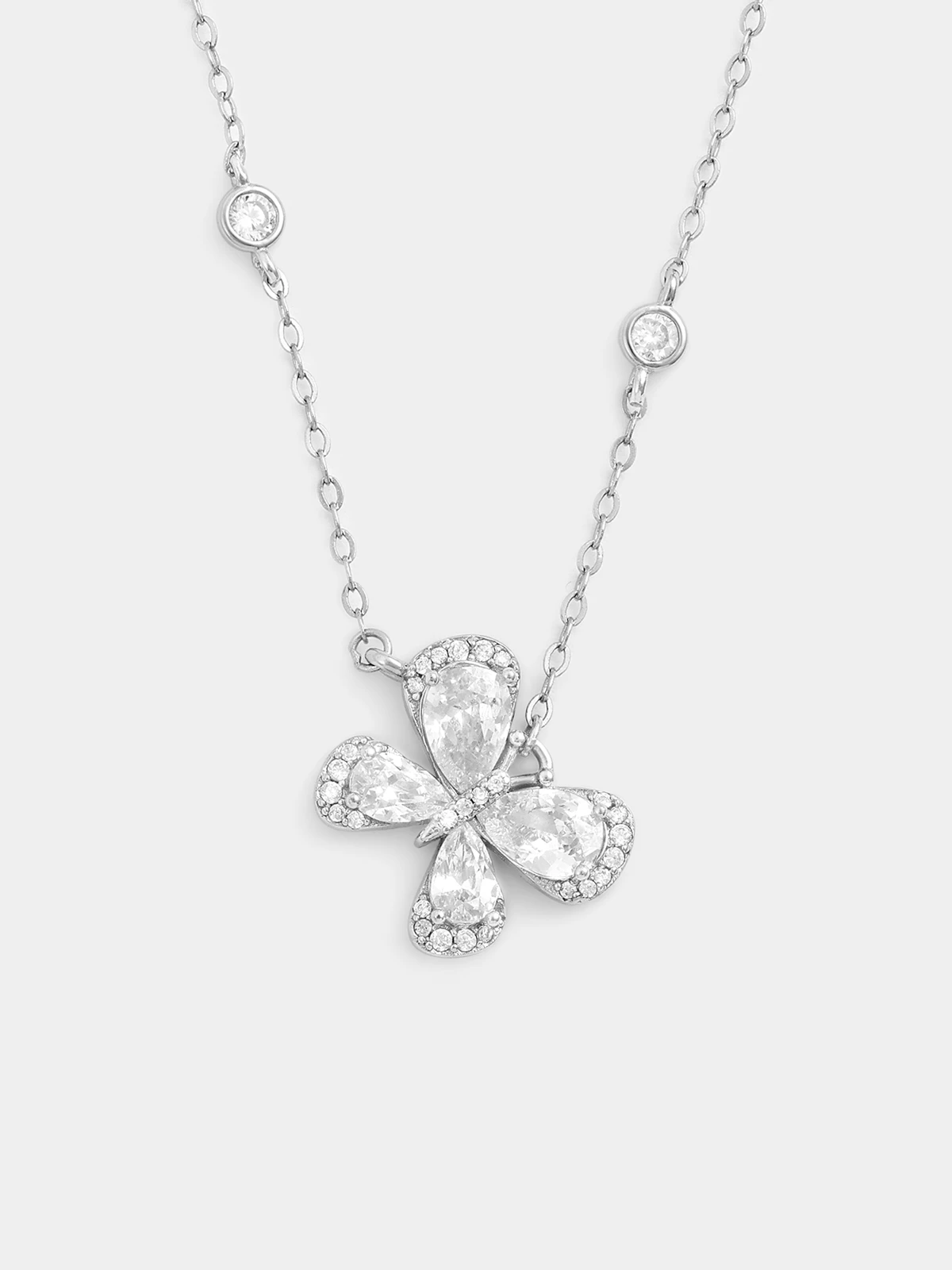 Sterling Silver Cubic Zirconia Butterfly Necklet