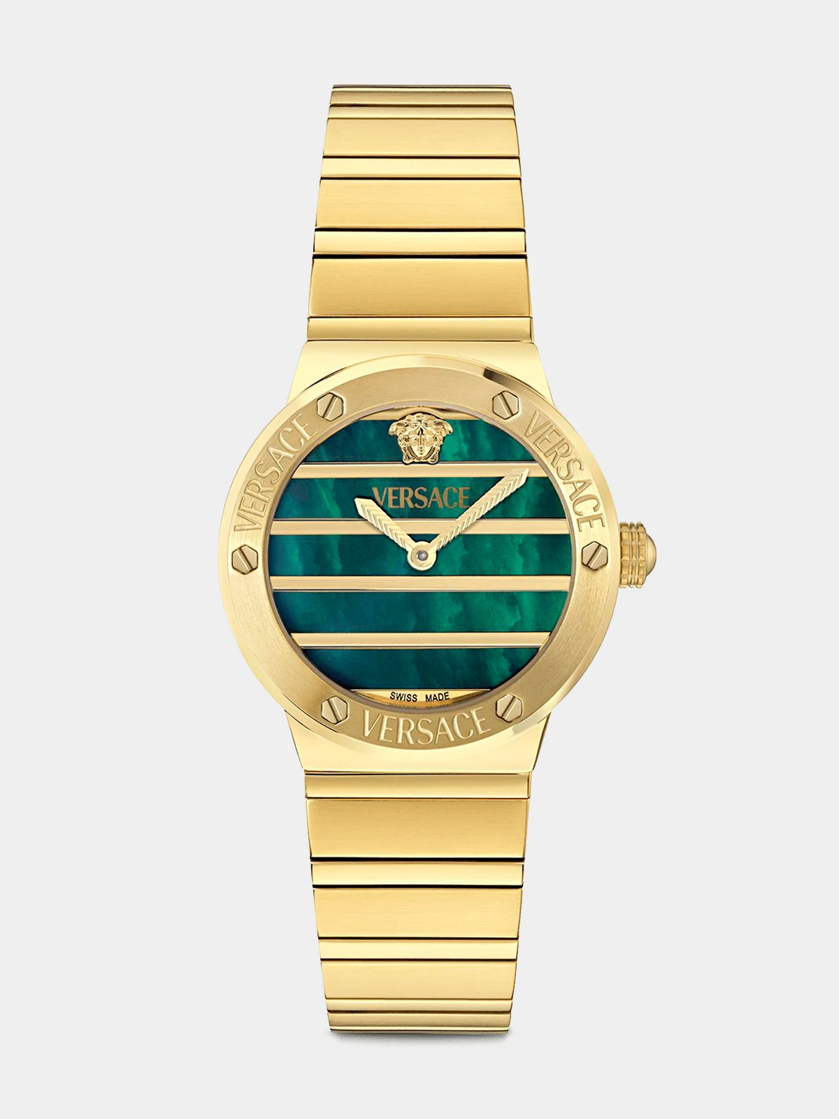 Versace Greca Logo Pearl Gold Plated Stainless Steel Bracelet Watch