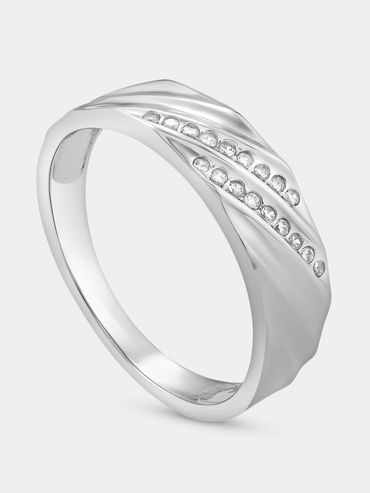 Sterling Silver Cubic Zirconia Ripple Band