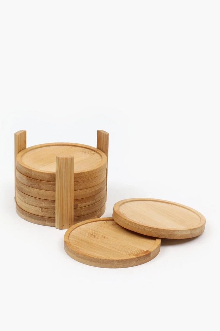8 Piece Bamboo Coaster Set