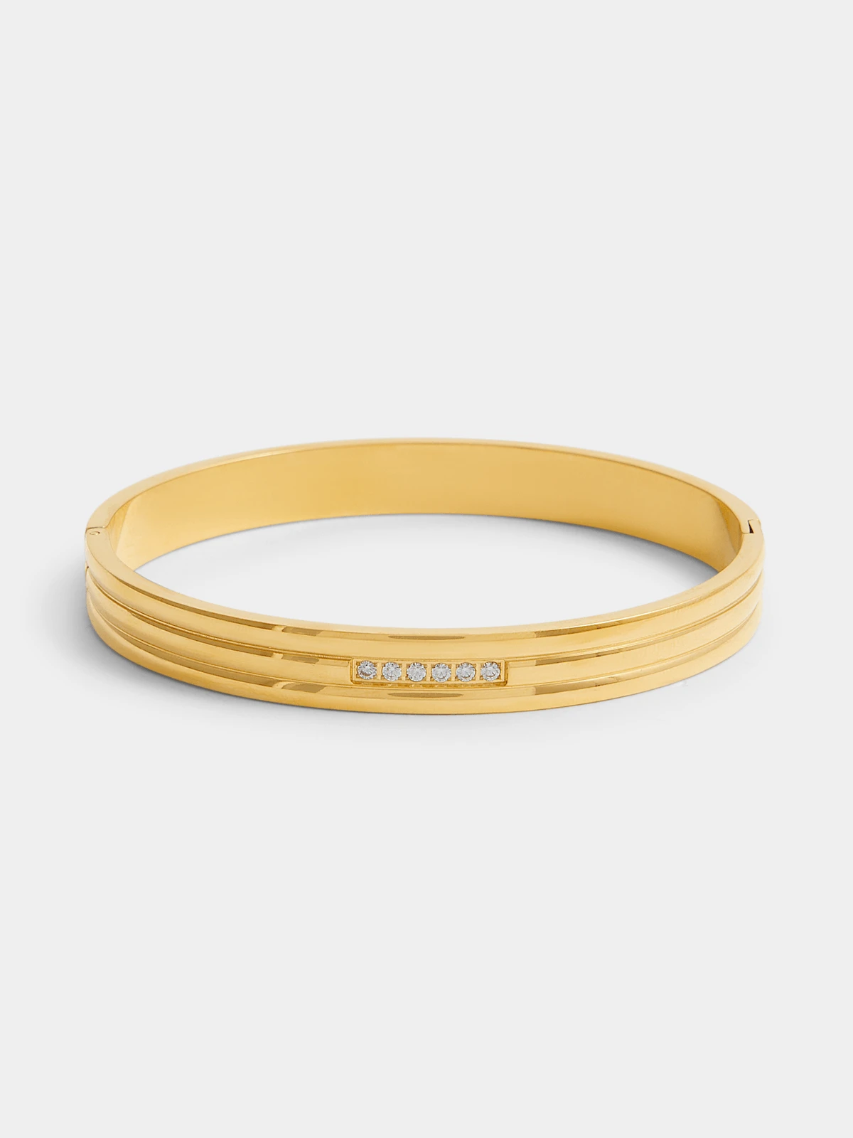Tempo Jewellery Gold Plated Cubic Zirconia Stria Bangle