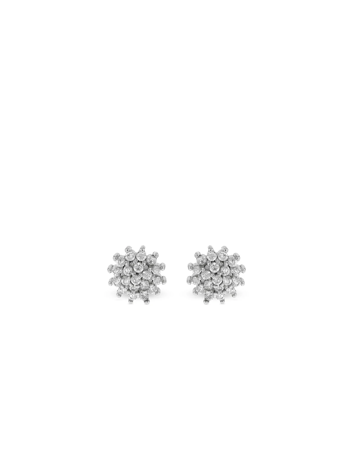Sterling Silver Cubic Zirconia Petite Cluster Stud Earrings