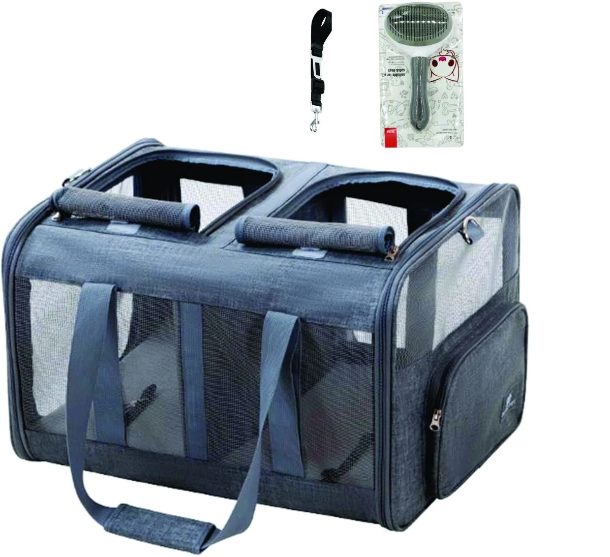 Foldable Pet Carry Bag with Shoulder Strap and Inner Safety Lead- L