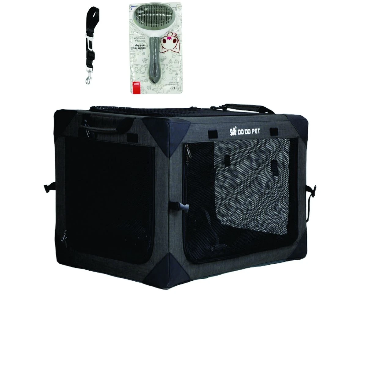 Portable Collapsible Pet Crate, Outdoor Travel Dog Kennel Carrier - BLACK-M