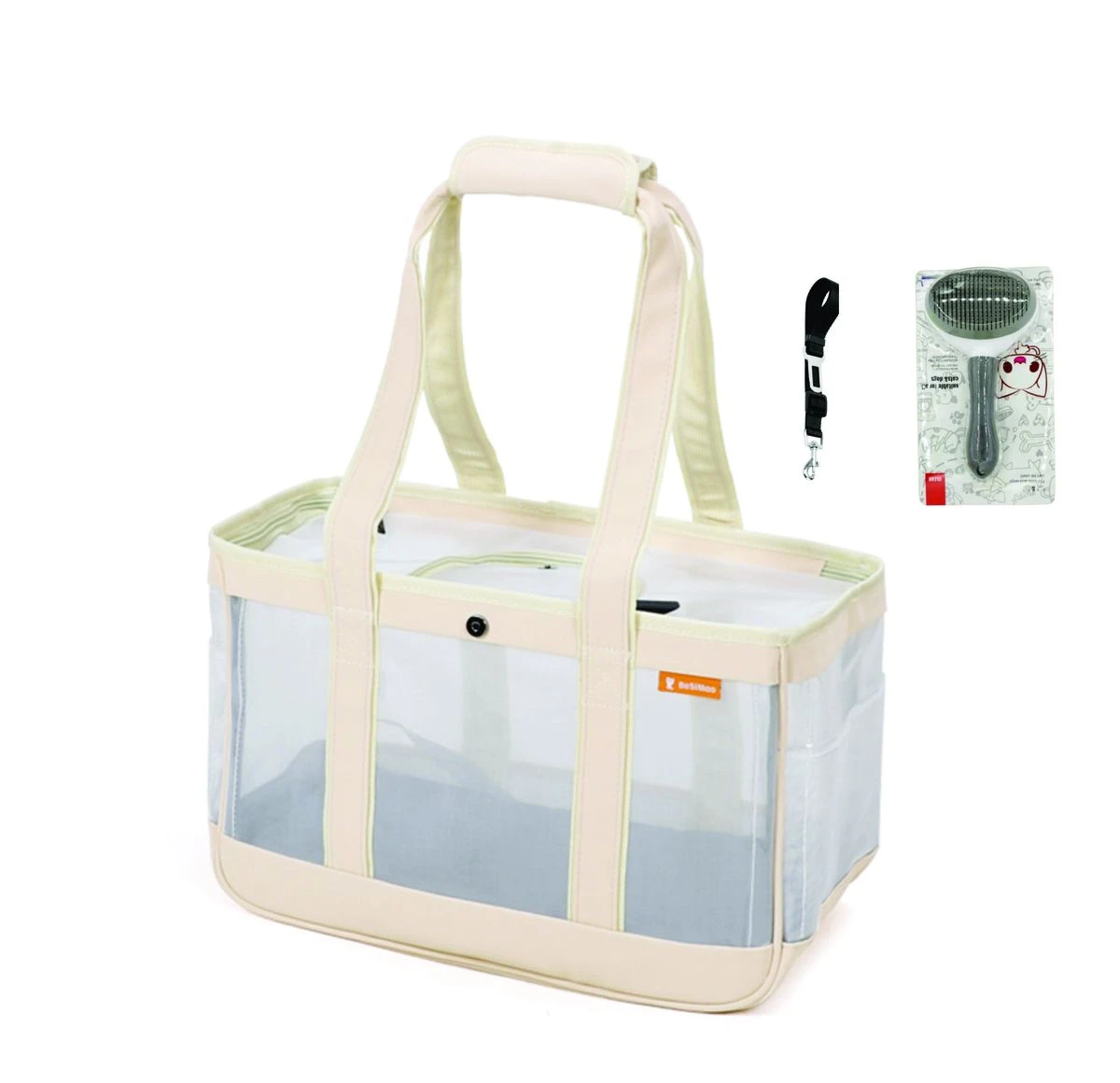 Breathable Mesh Soft-Sided Small Pet Carrier Tote Bag with Safety Tether- S