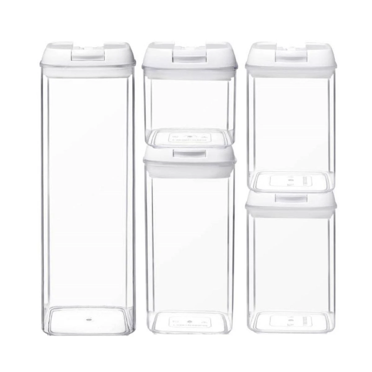 5 Pieces Of Airtight Sealed Stackable Food Storage Container Set - White