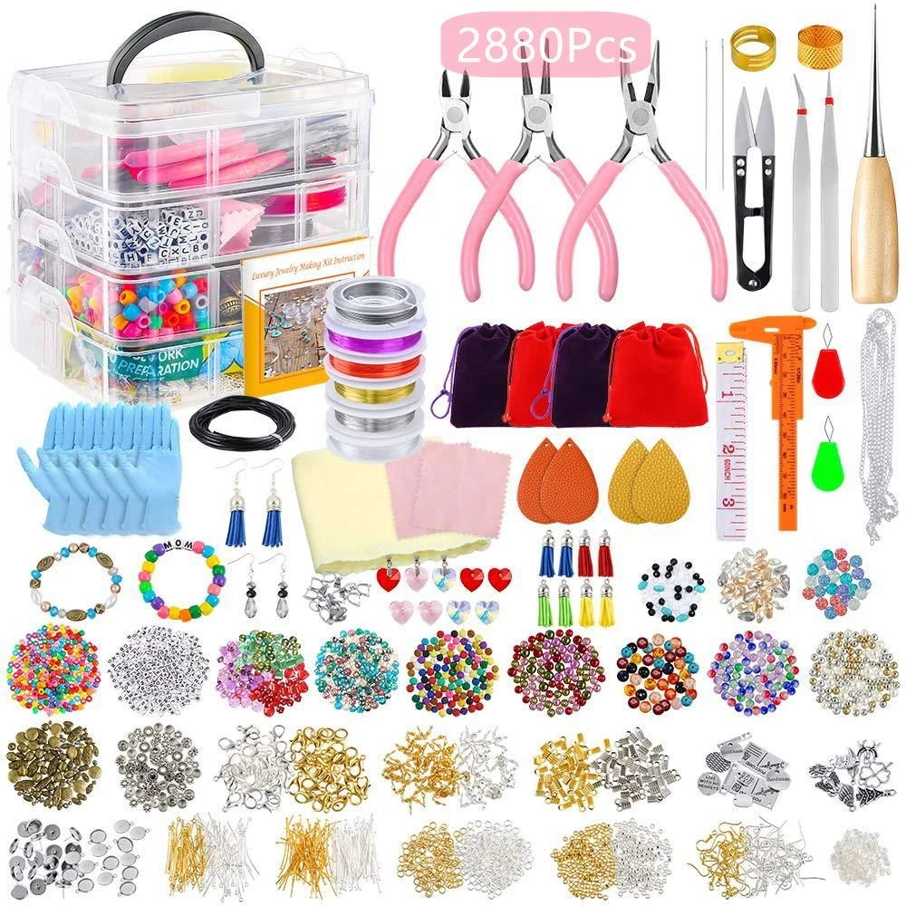 Jewellery Making Kit filled with 2880 pieces of Jewellery Making beads