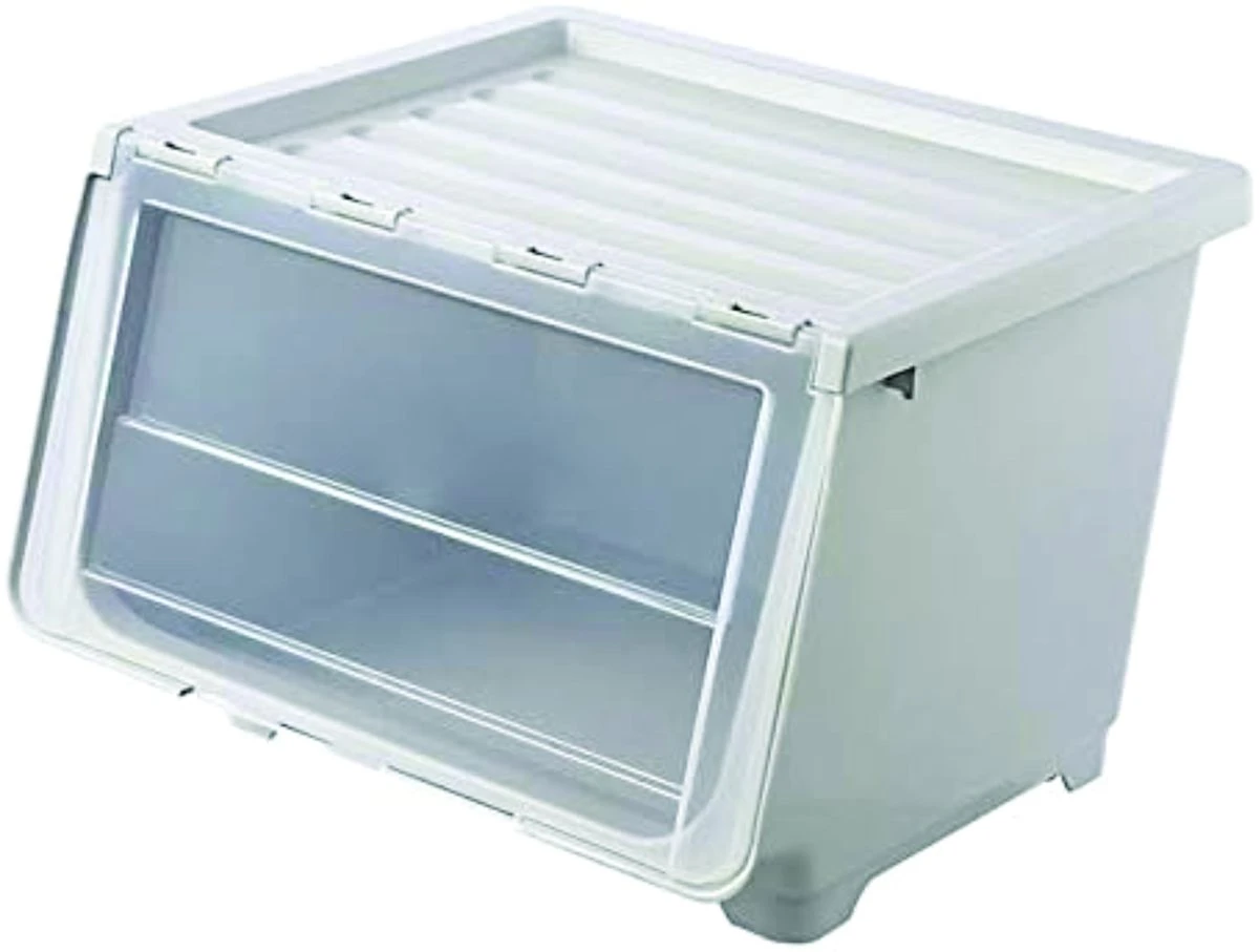 Front opening storage plastic transparent kitchen storage box, 59x28x37CM