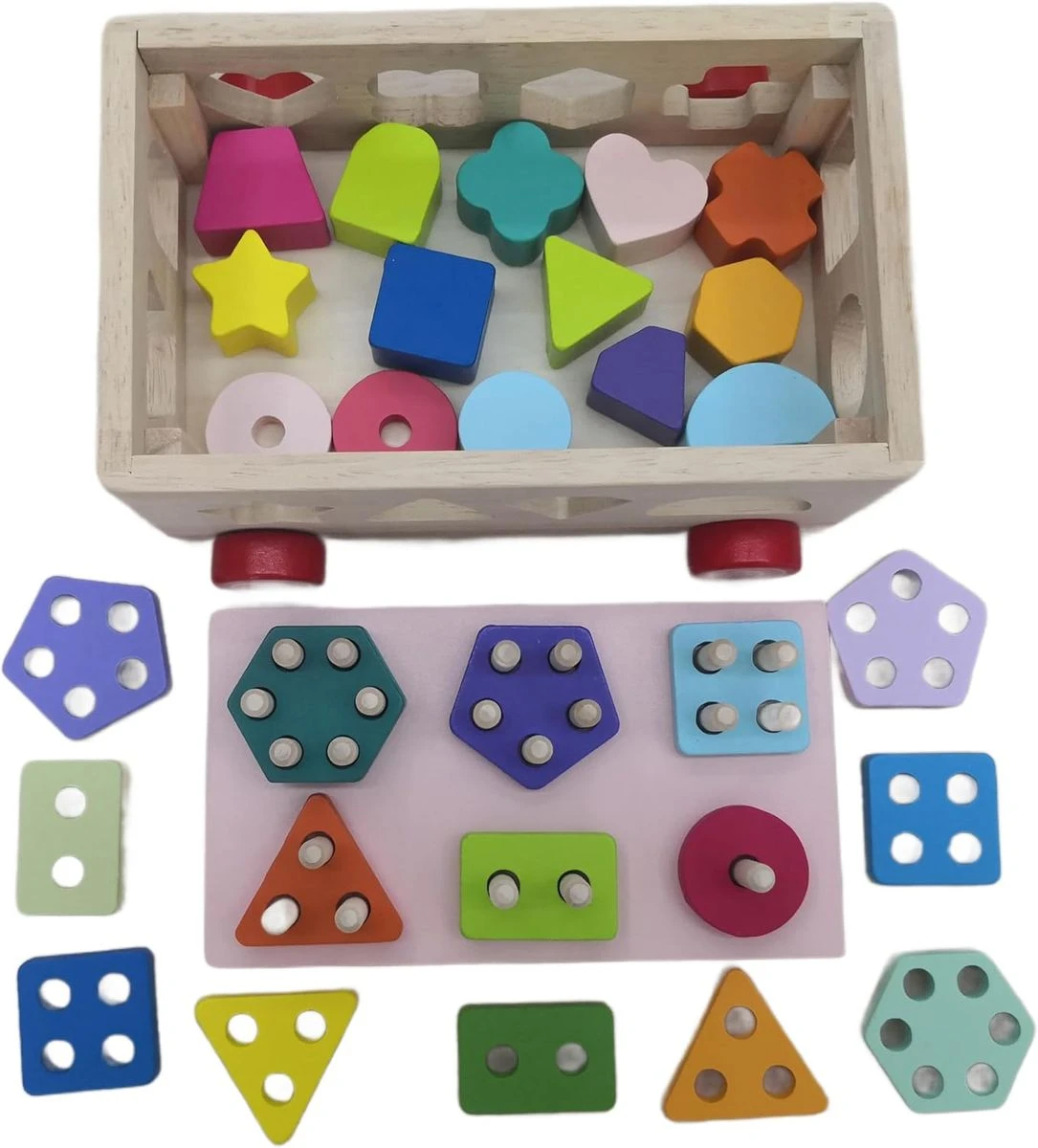 Wooden Blocks Shape Color Sorting Learning Educational Toys for Toddler